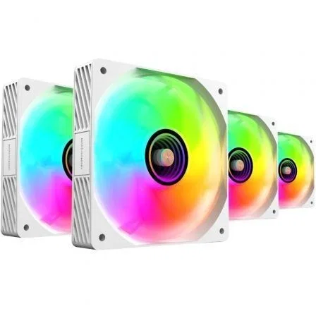 MARS GAMING Kit 4 Ventiladores PC Auxiliar MF-SI4KIT A-RGB Infinity Blanco - 4x Ventiladores Ultrasilenciosos ARGB con Mando a Distancia
